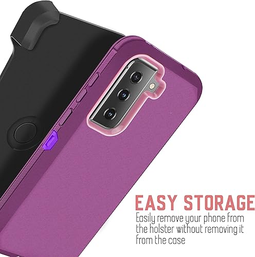 Miniatura 8 de Funda para Samsung S30  S21, funda resistente con soporte integrado y clip giratorio para cinturón para Galaxy S21 2021 a prueba de golpes (negro)