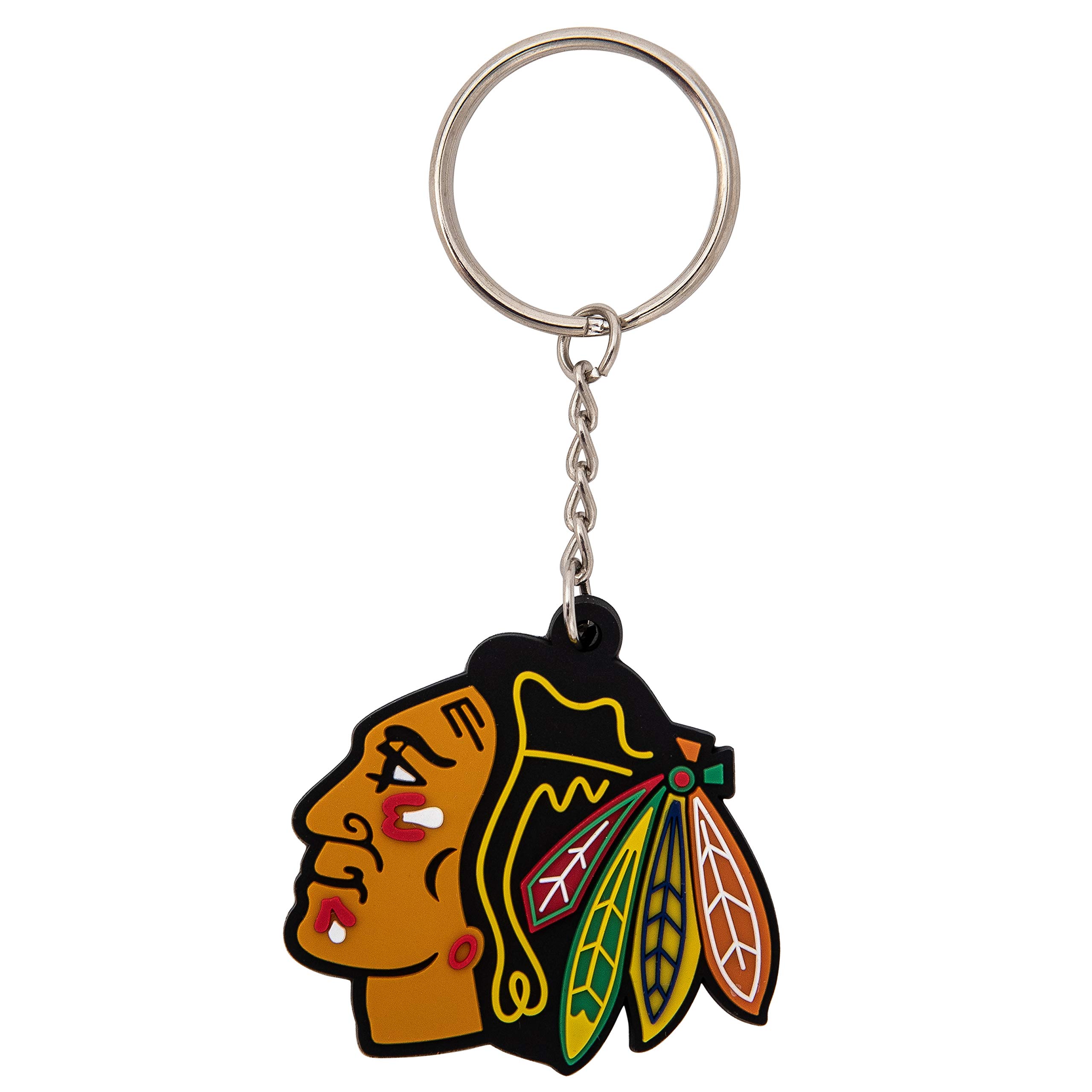 Desert Cactus Chicago Blackhawks Keychain NHL National Hockey League Car Keys Holder (PVC), White, One size