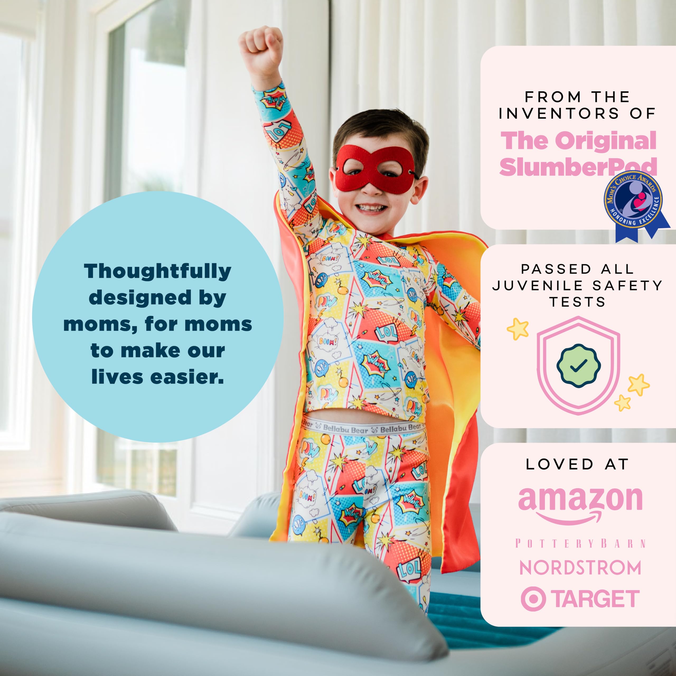 SlumberPod SlumberTot Aufblasbares Kleinkind-Reisebett Tragbare Kinder-Luftmatratze mit Sicherheits-Stoßdämpfern Inklusive elektrischer Pumpe