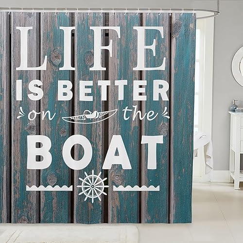 Miniatura 7 de Erosebridal Lake House Decor - Cortina de ducha para el hogar, 72 pulgadas de ancho x 72 pulgadas de largo, cortina de baño rústica de montaña y