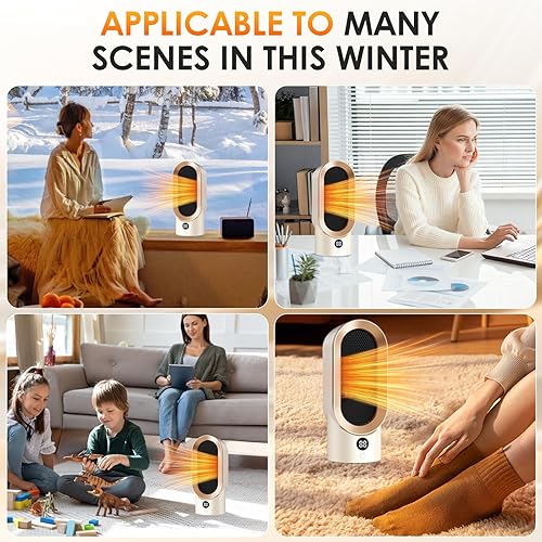 Miniatura 7 de Calentador de espacio, calentador eléctrico portátil con calentamiento rápido 2S y cerámica PTC, protección contra sobrecalentamiento, mini