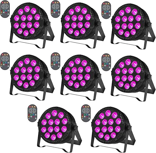 Luces de escenario, UKing LED Par de luces RGBW DJ, iluminación de escenario de 14 x 6 W, luces verticales para eventos activadas por sonido y