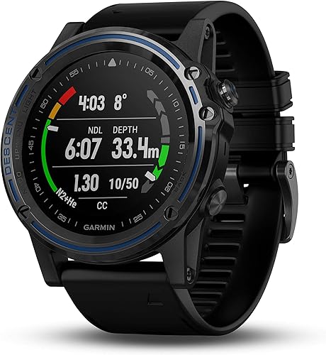 Garmin Descent Mk1, computadora de buceo de tamaño reloj con GPS de superficie, incluye características de fitness, zafiro gris con correa negra