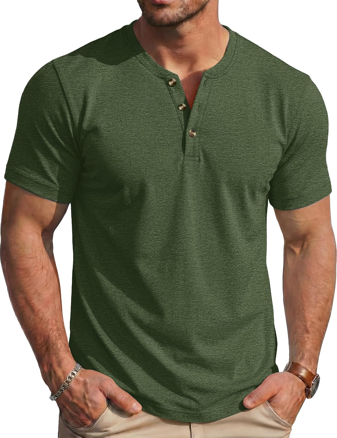 MAGCOMSEN Men's Henley Short Sleeve Shirt Moisture Wicking Lightweight Cotton T-Shirts Casual Summer Basic Tee Shirt