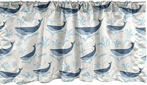 Miniatura 6 de Lunarable Cenefa de ventana abstracta contemporánea, líneas irregulares monocromáticas y nodos patrón curvilíneo, cenefa de cortina para decoración