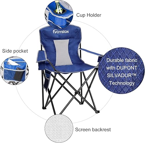 Miniatura 4 de Sillas plegables de malla para adultos, sillas portátiles de gran tamaño para exteriores, capacidad de peso de 325 libras con soporte para tazas,