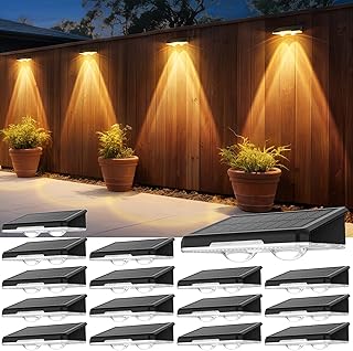 Solar Fence Lights Outdoor 16 Pack - 3 Modes (Warm/Neutral/Cool White), Fence Lights Solar Powered for Outside, IP65 Waterproof, Deck Lighting for Wall, Step, Patio, Pathway, Stairs
