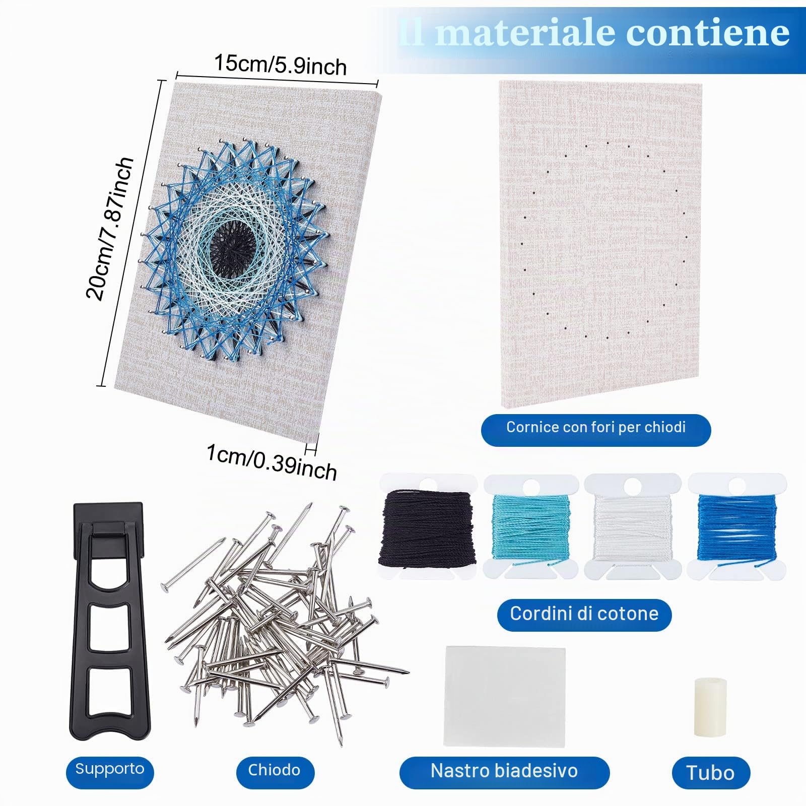 WEBEEDY Kit fai da te 3D String Art per Adulti Principianti, Kit Artigianale Evil Eye, include tutti gli accessori e la cornice necessari, decorazioni da parete