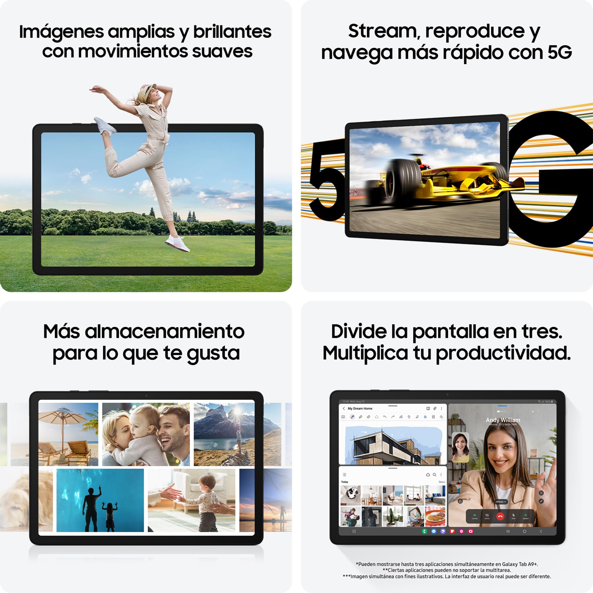 Samsung Galaxy Tab A9+ Tablet Android, 256 GB Almacenamiento, WiFi, Pantalla 11”, Sonido 3D, Gris Oscuro, con 1 Año de Garantía Adicional (Versión Española) — view 5