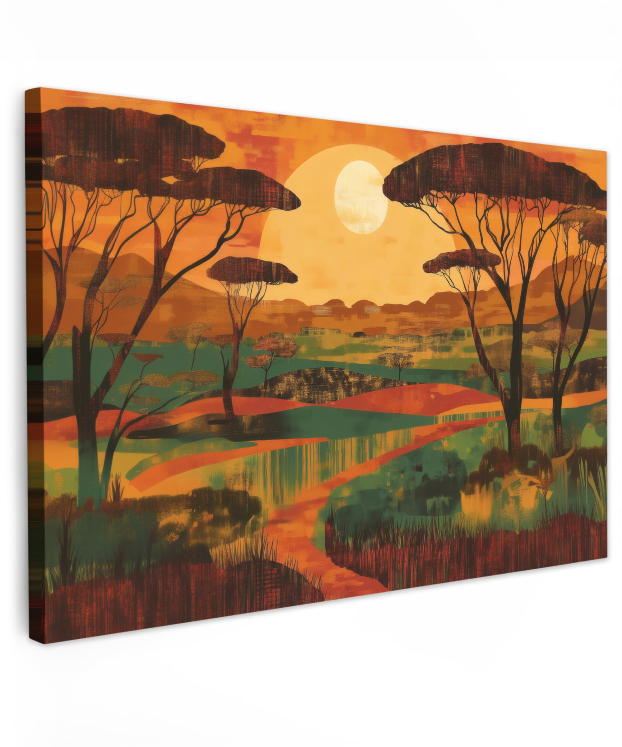 MuchoWow© Canvas Wall Art Work 47"x31" / 120x80 cm Room Decor Painting Wallfillers Picture Decoration Prints Landscape - African - Sun