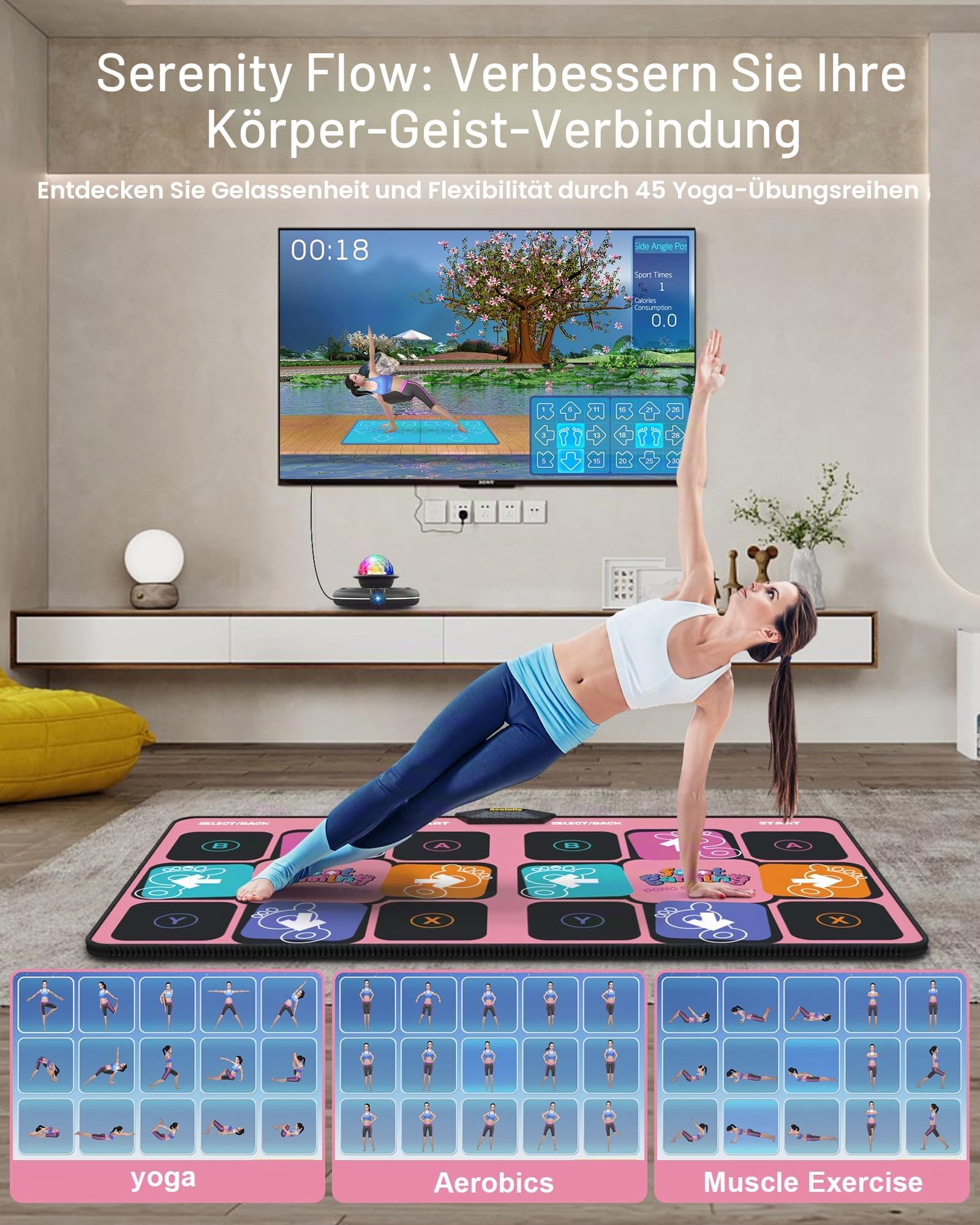 Tanzmatte Spielzeug für Mädchen - Elektronische Wireless Dance Pad für TV mit Kamera & Wireless Handle, Familie Party/Geburtstagsgeschenk für 4 5 6 7 8 9 10 11+ Jahr alte Kinder