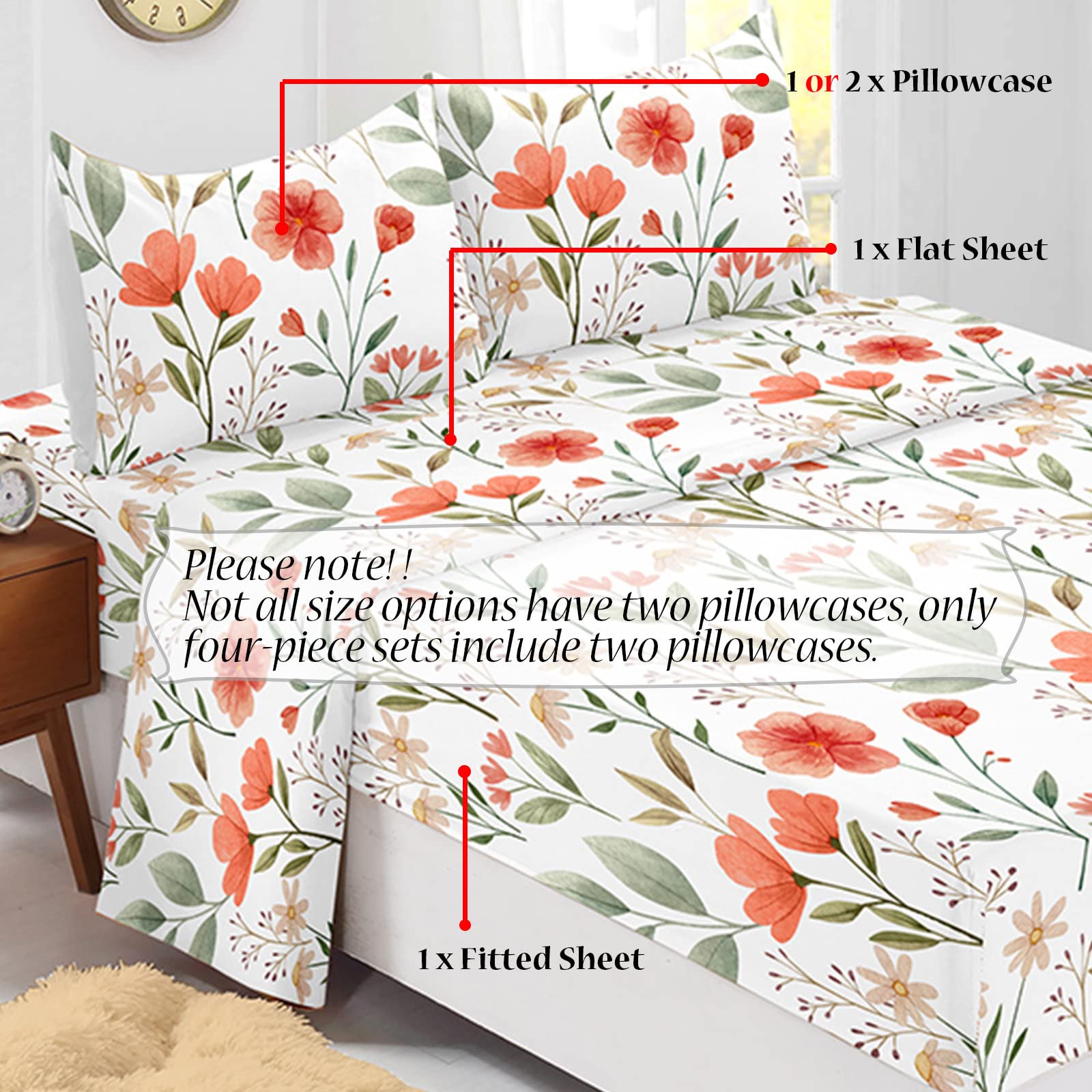 Odot Lenzuolo sotto, Lenzuolo Piano e Federe - Motivo Animale Set Lenzuola sotto, profondità 40cm, per Letto Singolo Matrimoniale e Una Piazza e Mezza (Balena Blu,150x200cm-4 Pezzi)