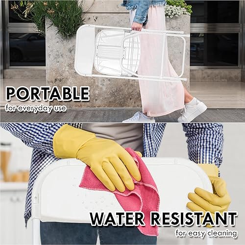 Miniatura 6 de AJP Distributors Silla plegable, cómoda silla para eventos con respaldo, asiento comercial apilable portátil para interiores y exteriores, oficina,