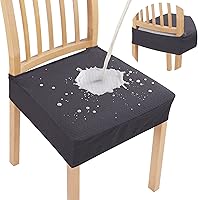 Vista 13 de smiry Fundas de asiento impermeables para sillas de comedor, juego de 4, fundas elásticas de jacquard extraíbles y lavables, sin fundas traseras