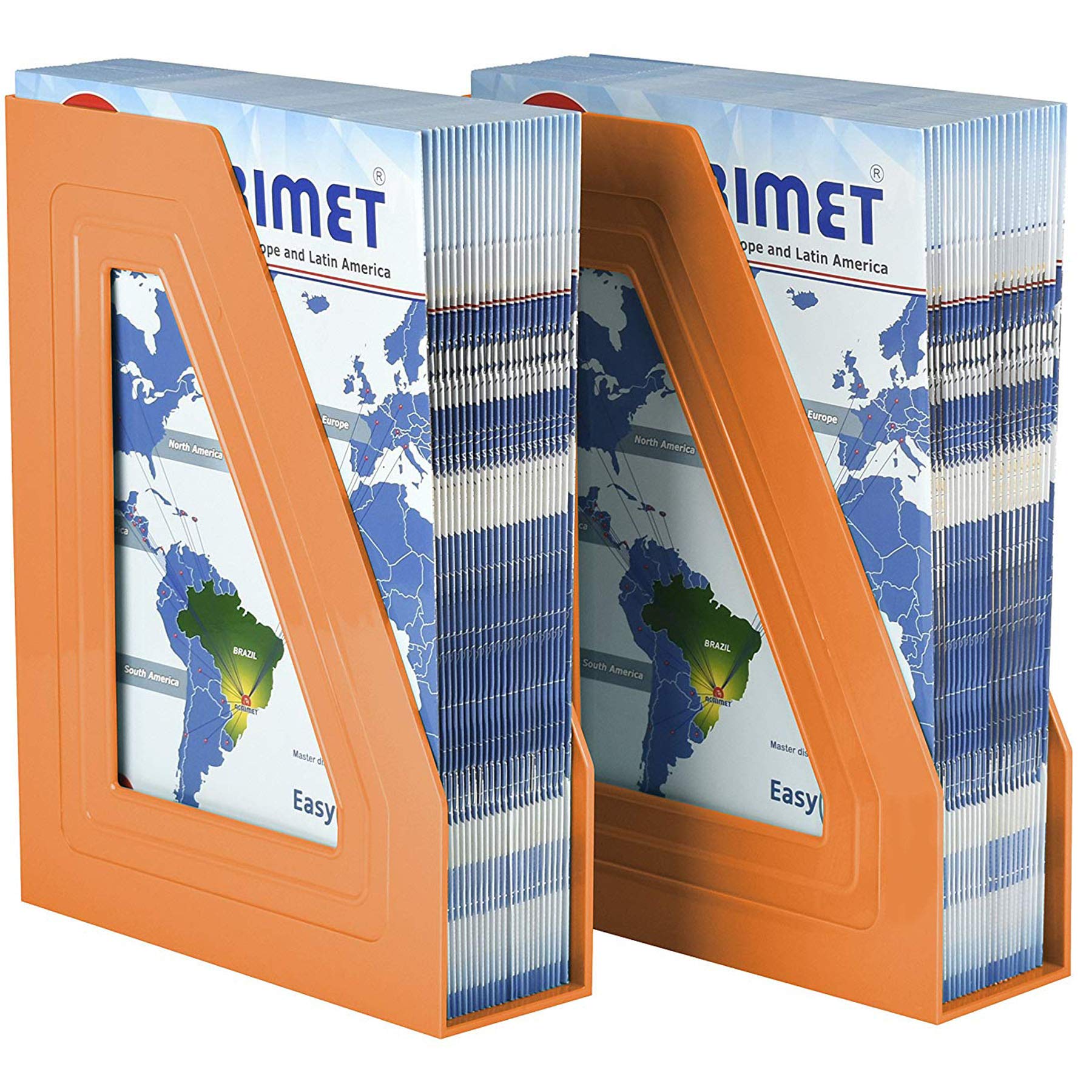 Acrimet Revistero de Escritorio Vertical, Naranja, Paquete de 2