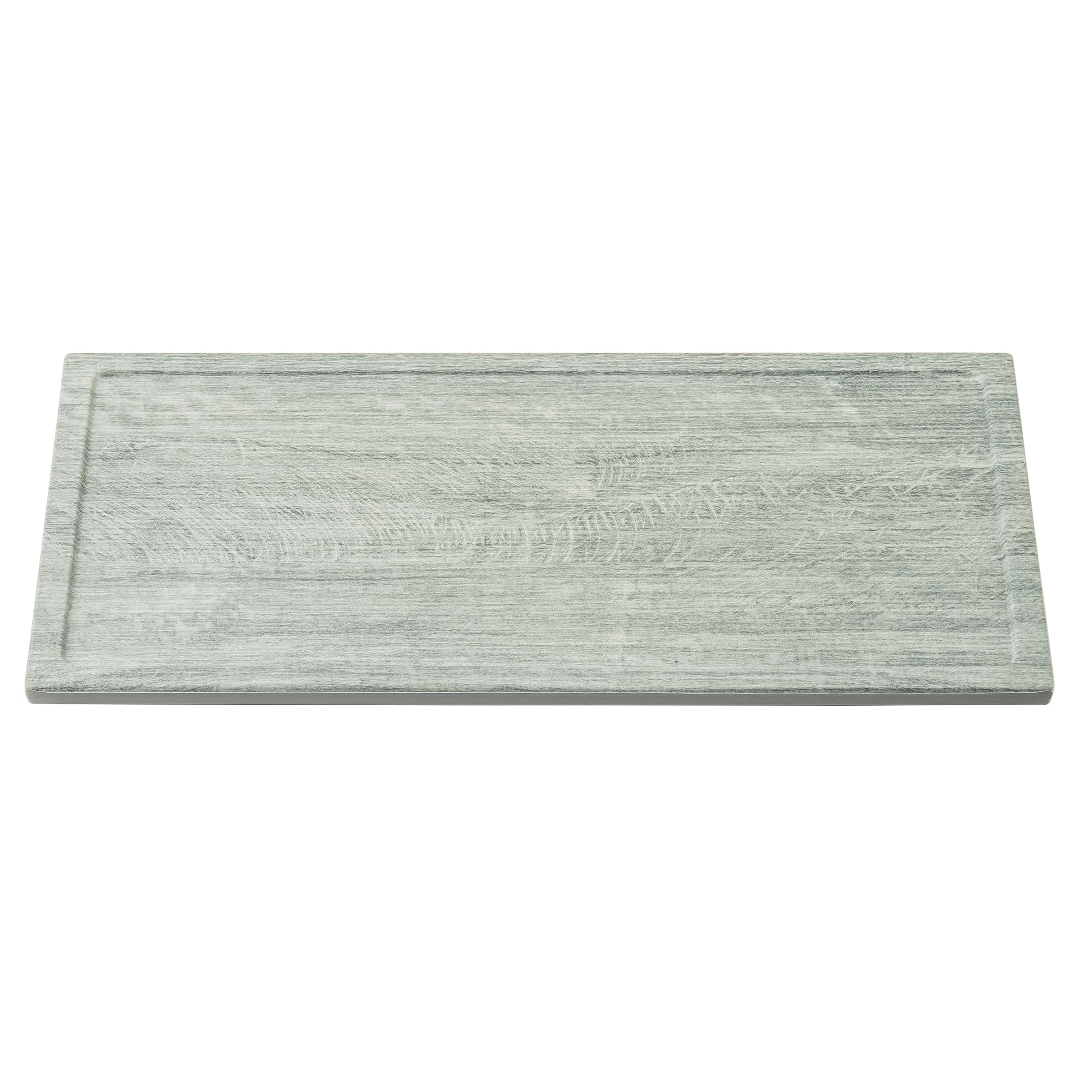 TableCraft Serving Tray, 12.75"x 6.875" x 0.625" Gray Melamine with Smokehouse Decal, Fits Third Size Gastronorm Crates, Decorative Professional Serving Surface for Catering, Buffet, and Display