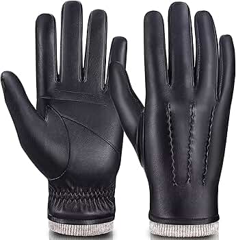 MAGILINK Mens Leather Gloves Touchscreen Texting, Winter Gloves