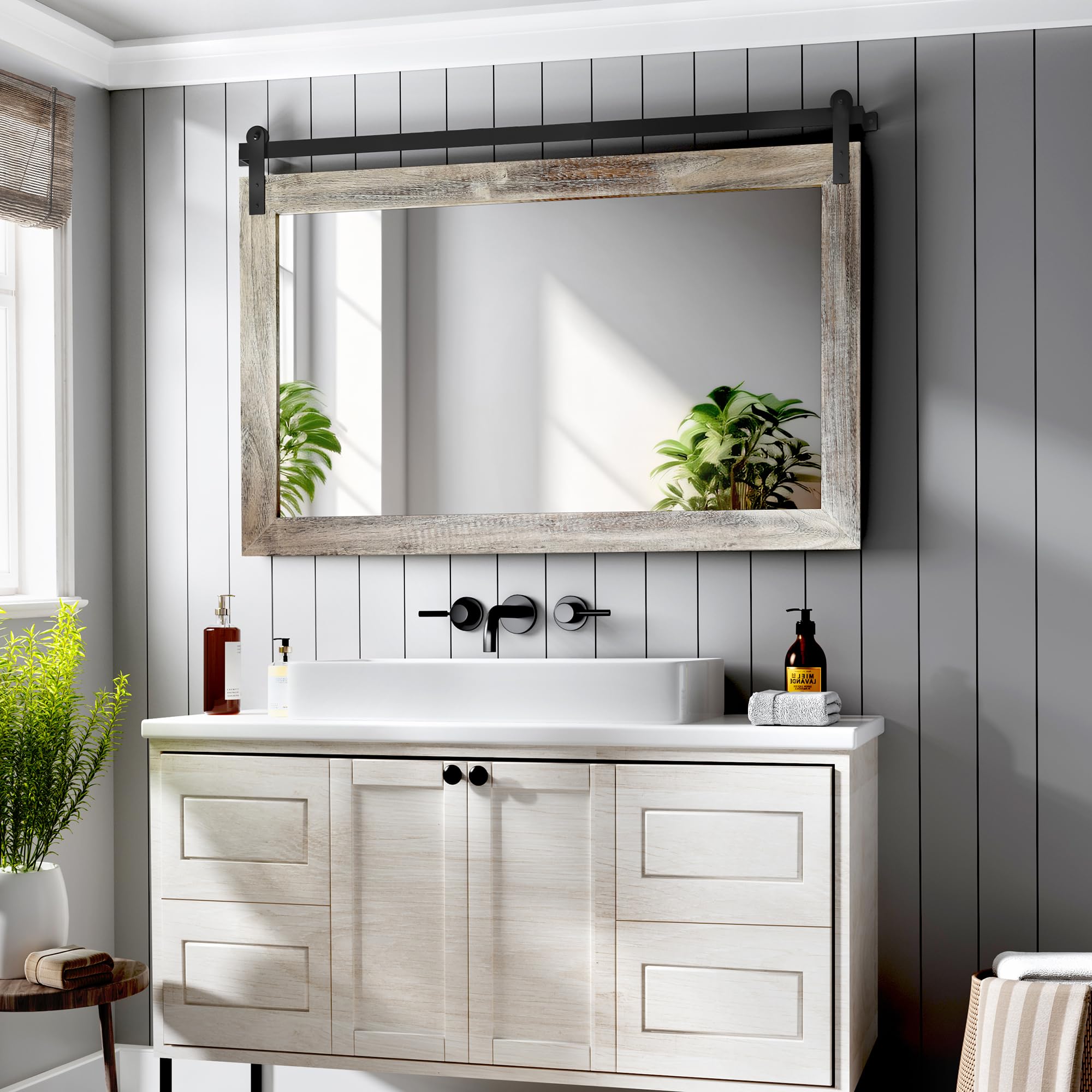 COGOOD Farmhouse Bathroom Mirrors for Over Sink - 26 x 41 Yellow White