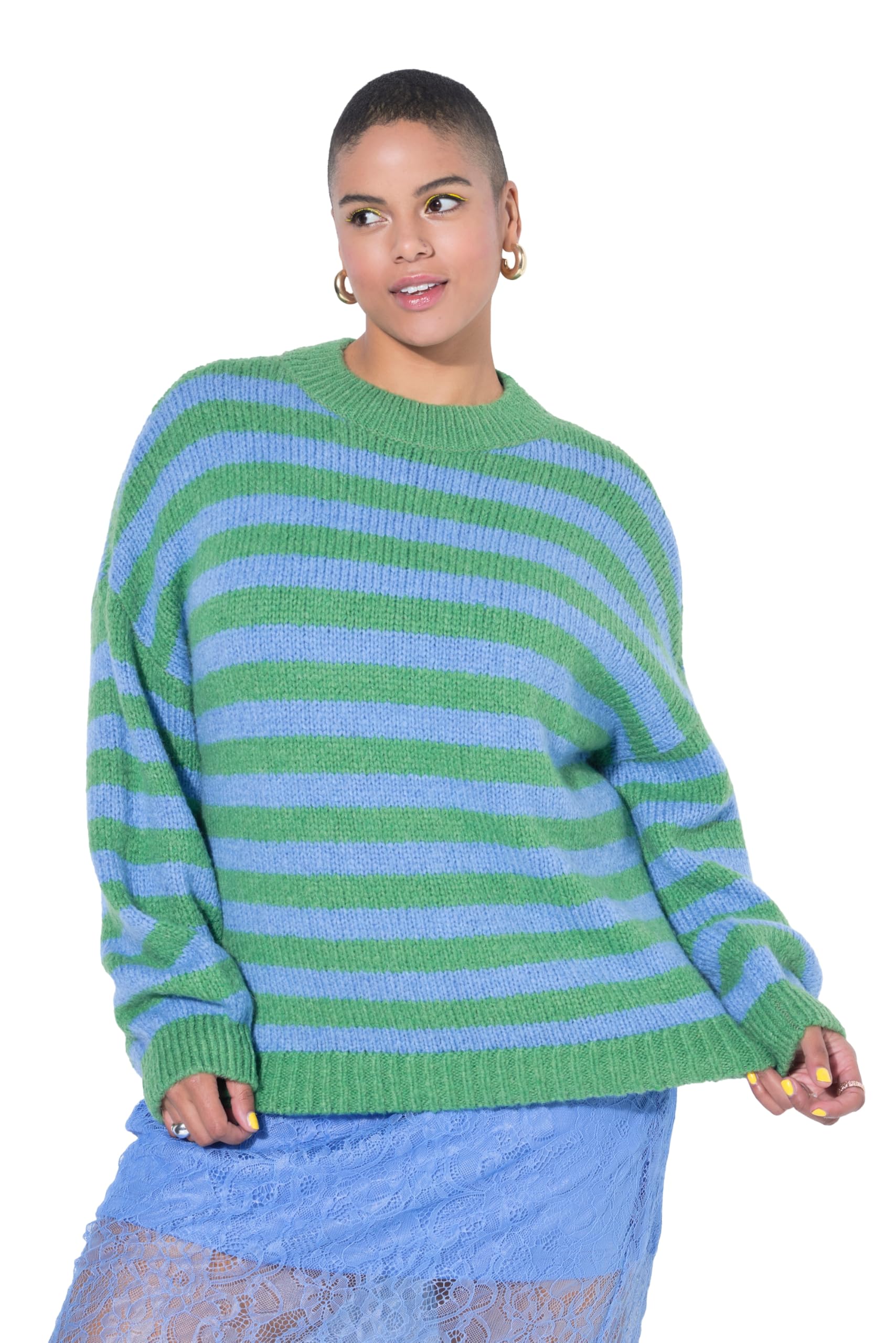 Studio Untold Damen große Größen Übergrößen Plus Size Pullover, Oversized, Grobstrick, Colorringel 848922