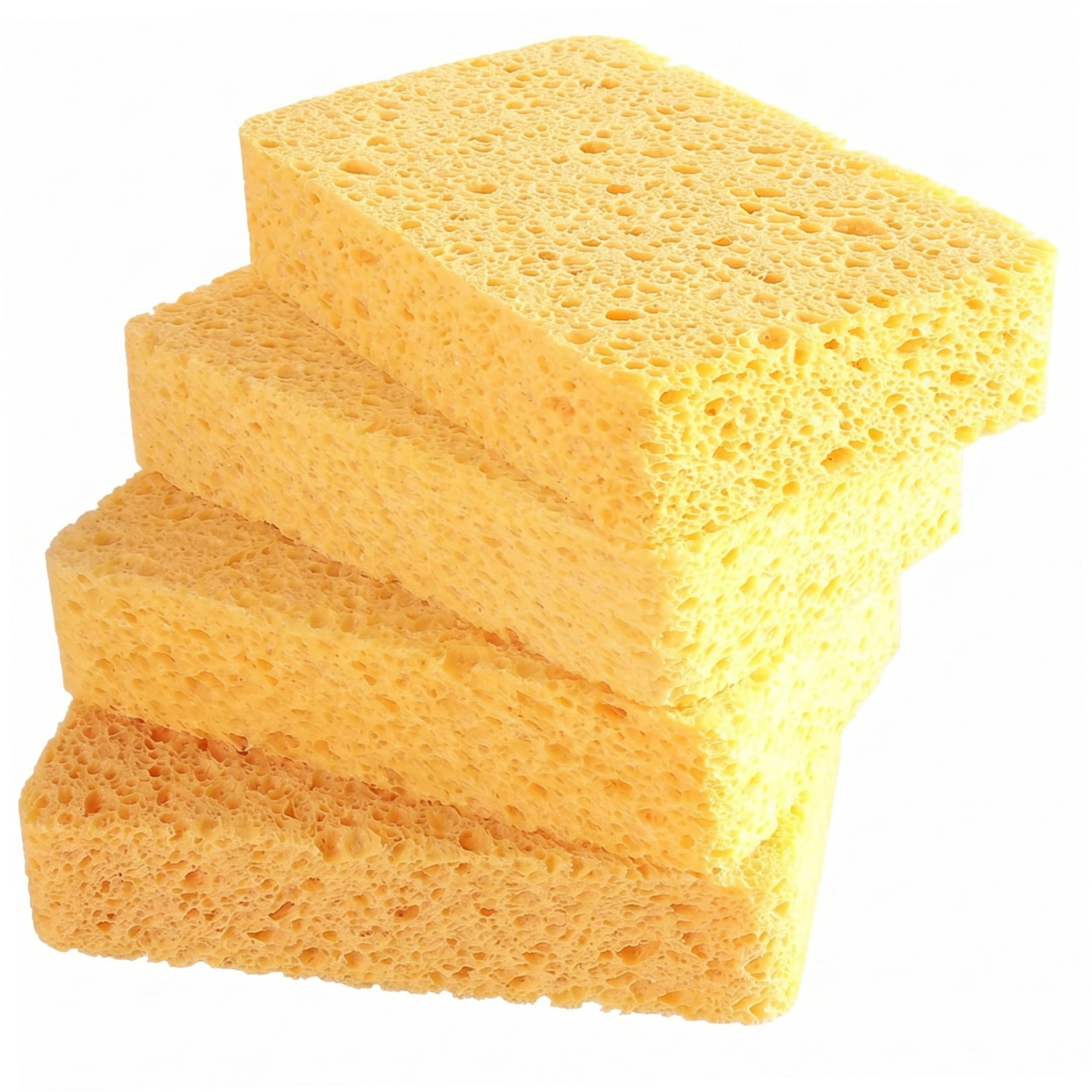 Striegro 4pcs Dish Sponges Kitchen, Natural Dish Sponges, Thick Wood Pulp Cotton Cleaning Scrubs, Yellow, 4.33x2.76x0.79inch..