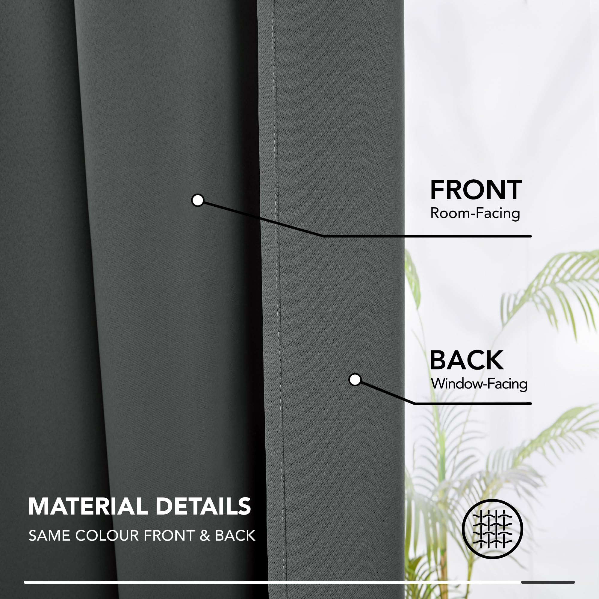 Deconovo Cortinas Opacas Térmicas para Dormitorio y Salón, 2 Piezas 140x260 cm, Cortinas Modernas con Cinta Fruncidora, Aislantes de Frío y Calor, Gris Oscuro, Oeko-Tex Standard 100