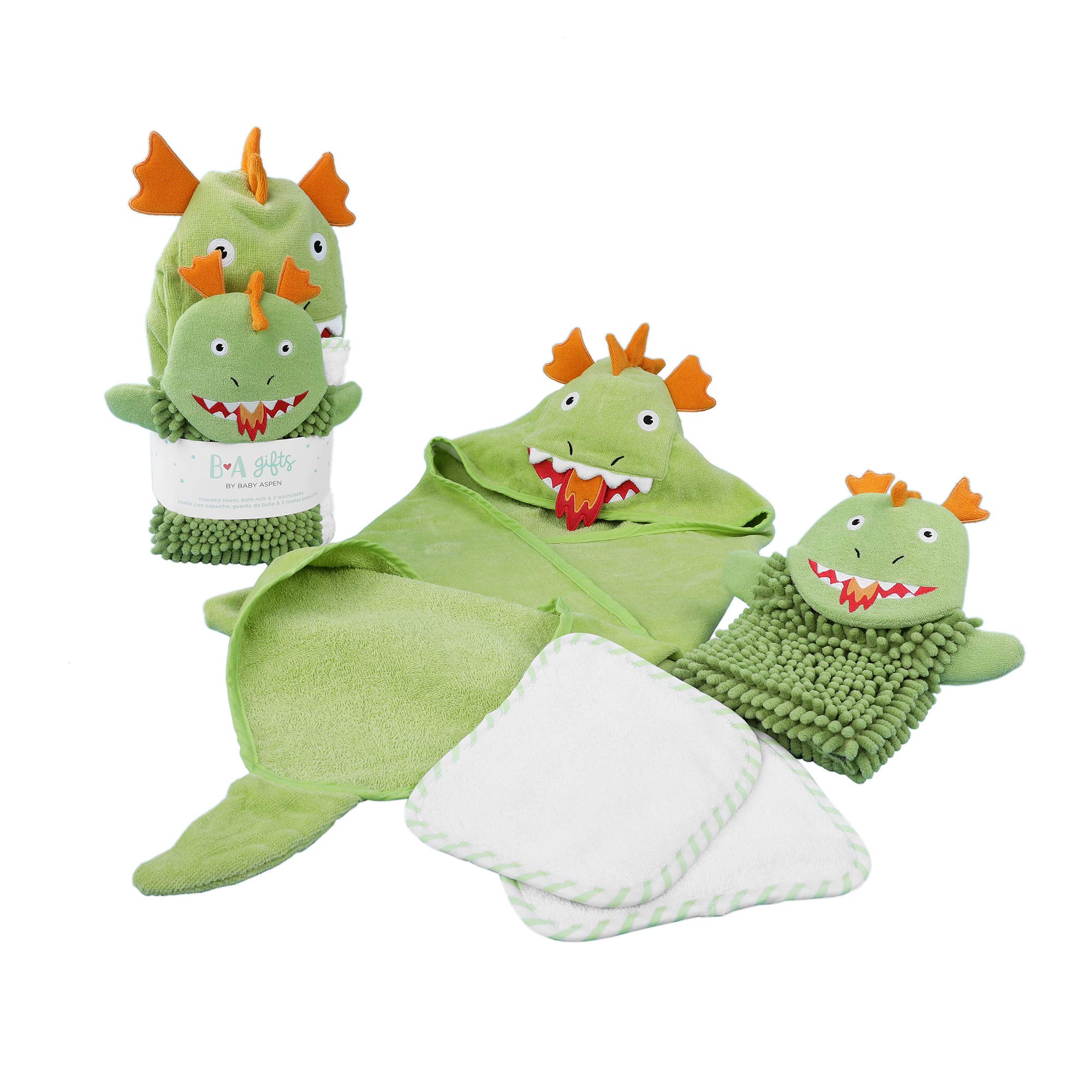 Amazon.com: Baby Aspen Four-Piece Dragon Bath Gift Set, Green, one