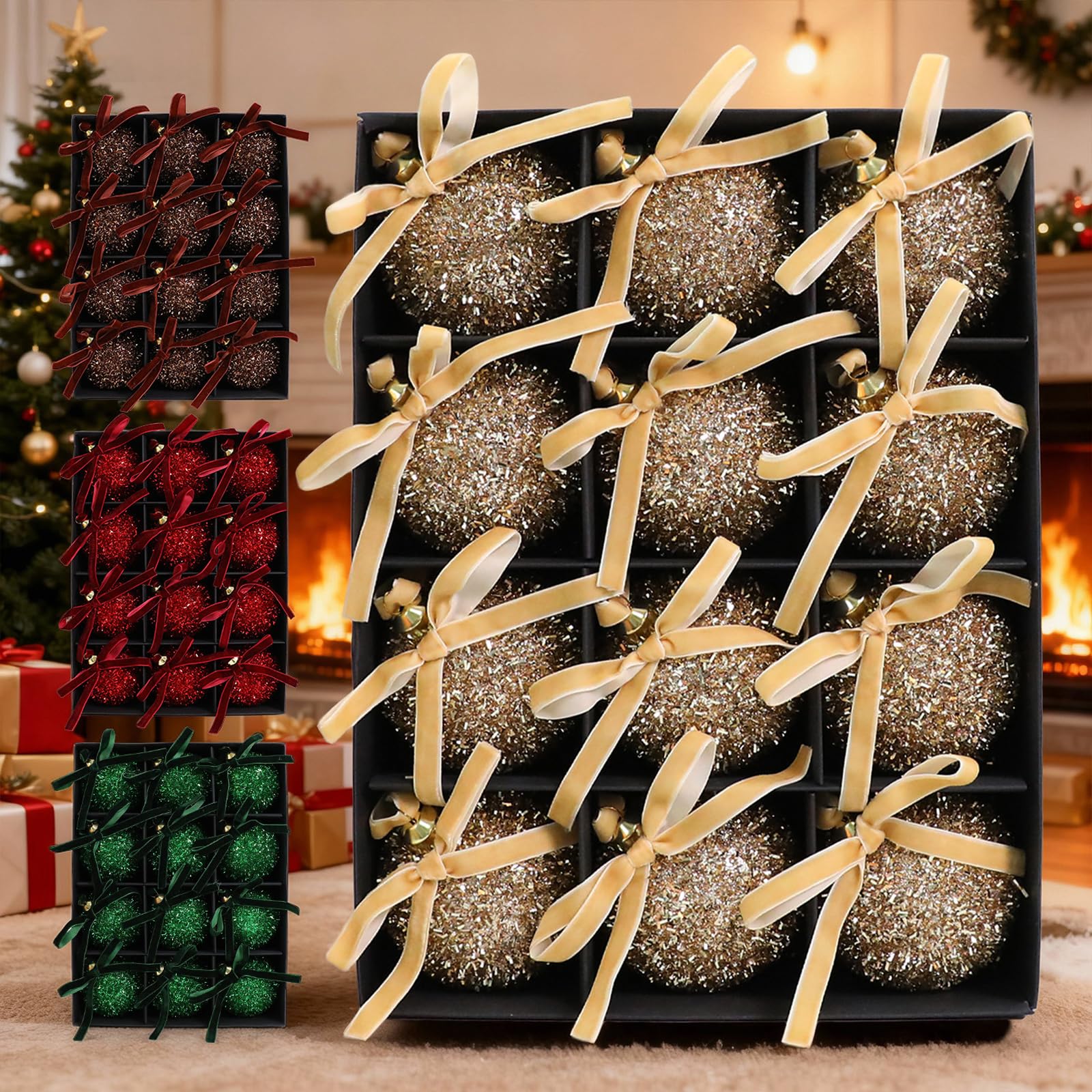 Bola de Navidad de espuma irrompible con diseño de lazos, fácil de colgar para el hogar, tiendas, pantallas, fácil de usar, adorno de fiesta