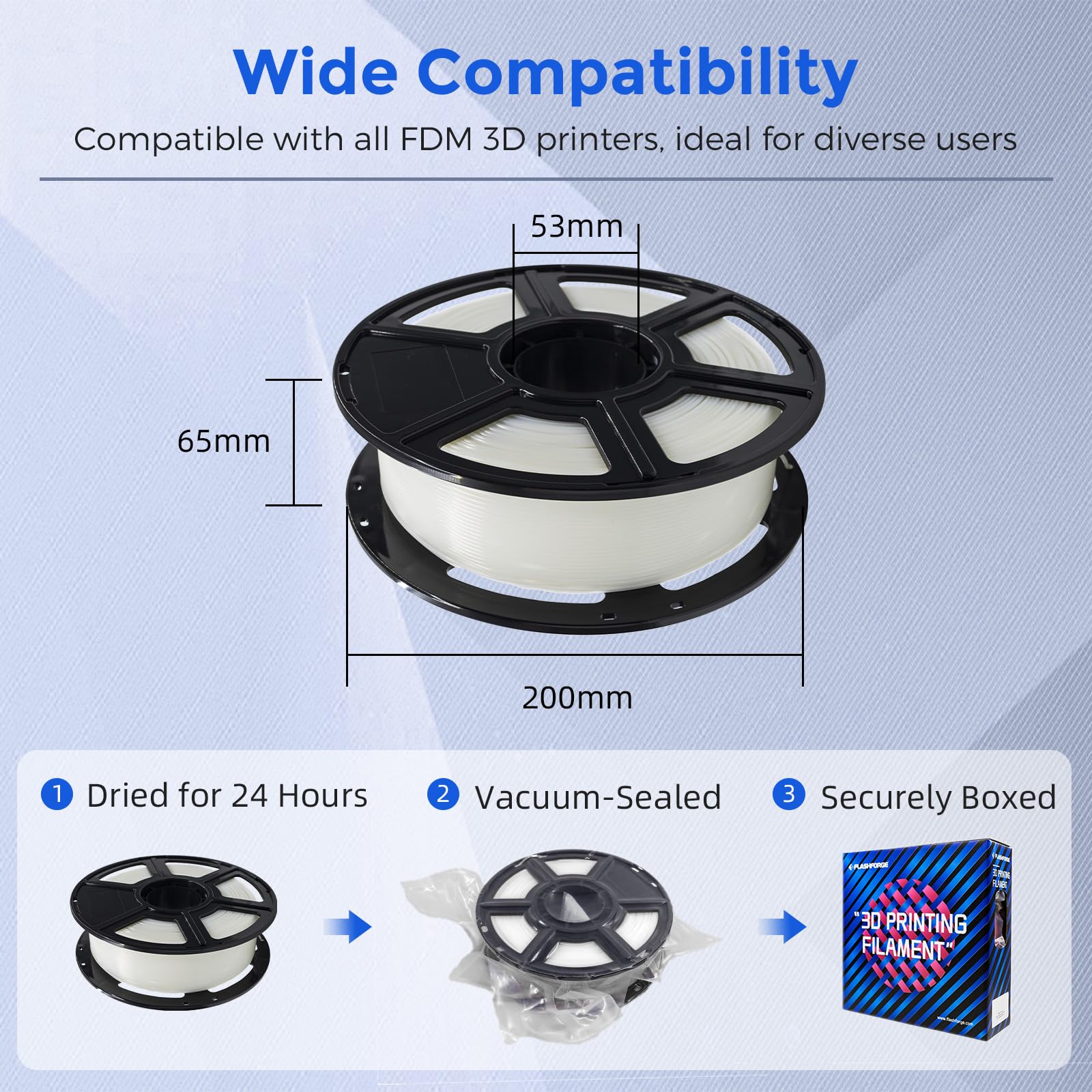 Flashforge Filament PETG pour imprimante 3D, 1,75 mm, bobine de 1 kg, précision dimensionnelle +/- 0,05 mm pour Finder et Creator Pro Transparent PETG-1