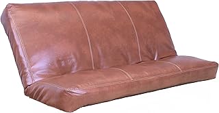 Queen Size Futon Cover Only Bonded Leather Premium Collection Fits 6-8 inch Futons Mattress (Havana)