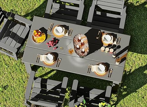 Miniatura 4 de GREENVINES Juego de 2 sillas de comedor para exteriores  HDPE  Silla de patio  Todo clima  Gris