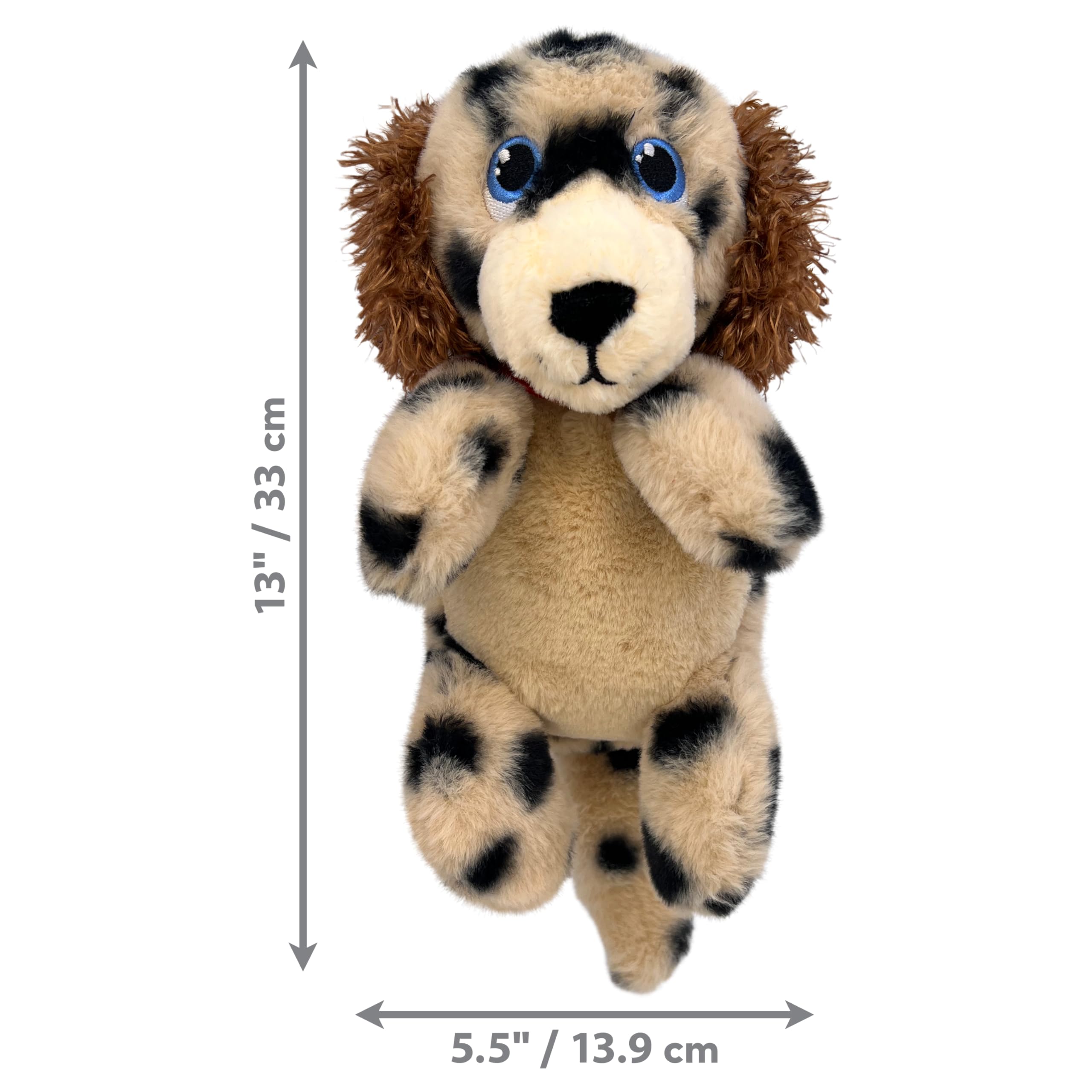 KONG Comfort Pups Low Stuffing Plush Fur and Crinkly Noise with Squeaker (Medium, Spot) - Image 4