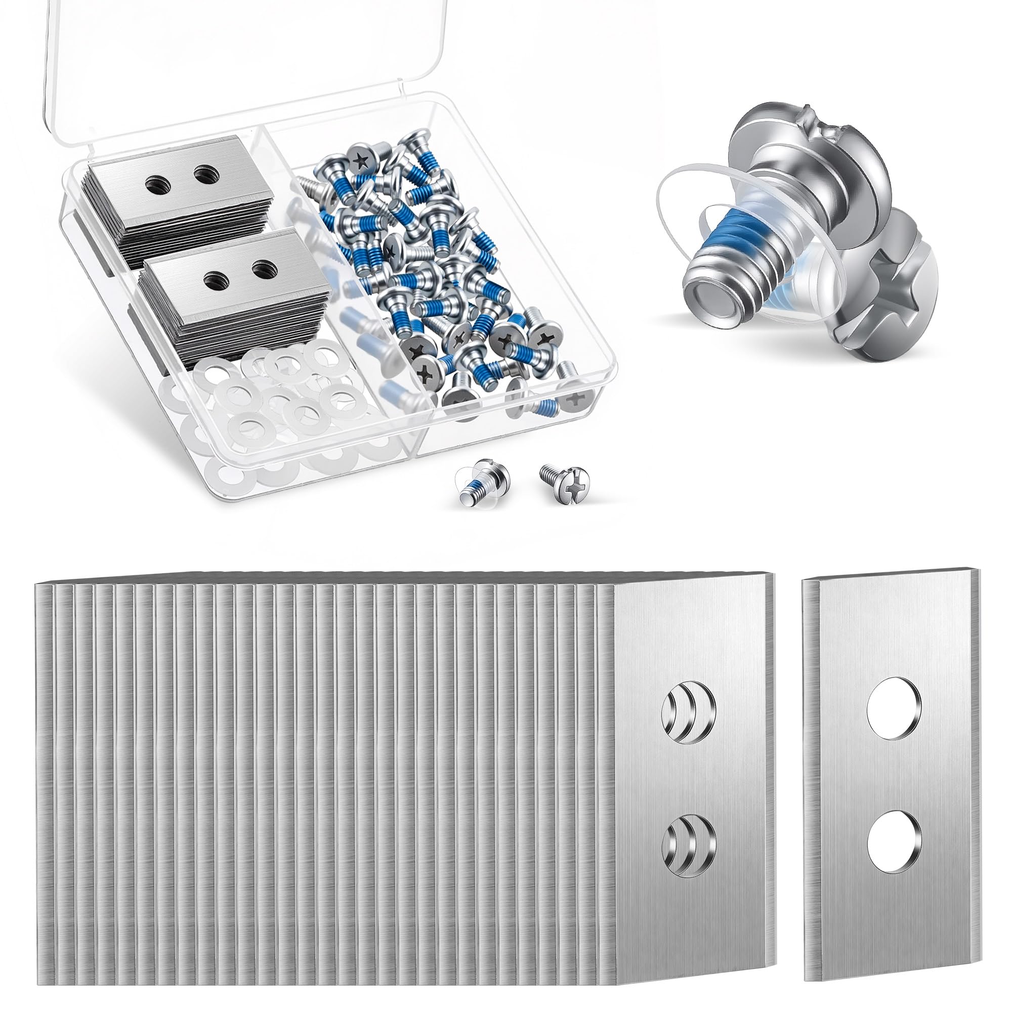 BBTO 30 lame di ricambio compatibili con Mammotion Luba Yuka e LUBA 2, lame di ricambio in acciaio inossidabile, accessori per robot tagliaerba, 30 viti adesive e 30 rondelle