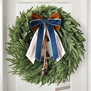 Christmas Decorations - 22 Inch Norfolk Pine Christmas Wreath with Bells...