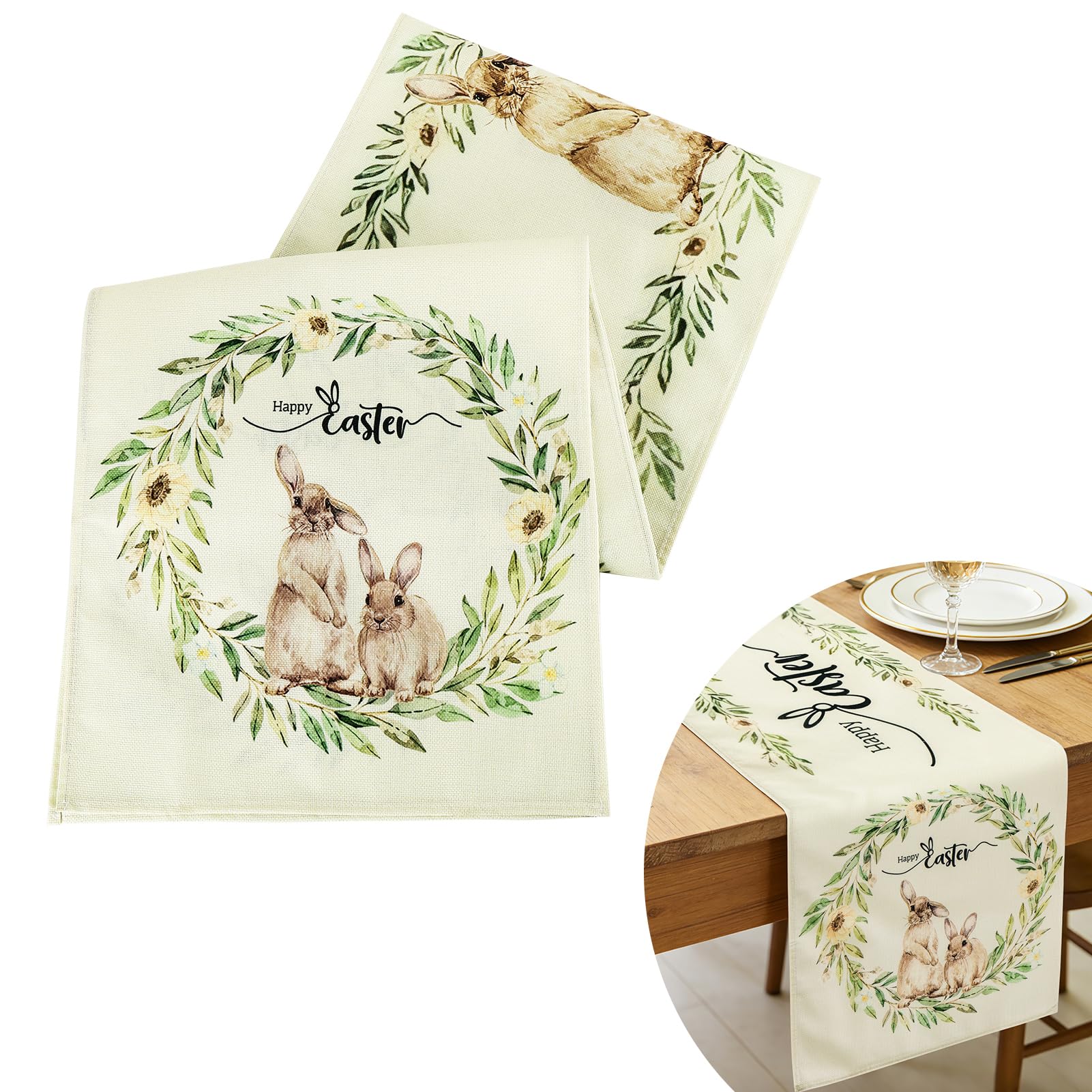 Oster Tischdeko,40 x 238cm Schlappohrenhase Ostertischläufer Modern Tischläufer Ostern Läufer Frühling Tischläufer Hase Osterläufer Ostertischdecke für Ostern Tischdeko Oster Tisch Osterdeko