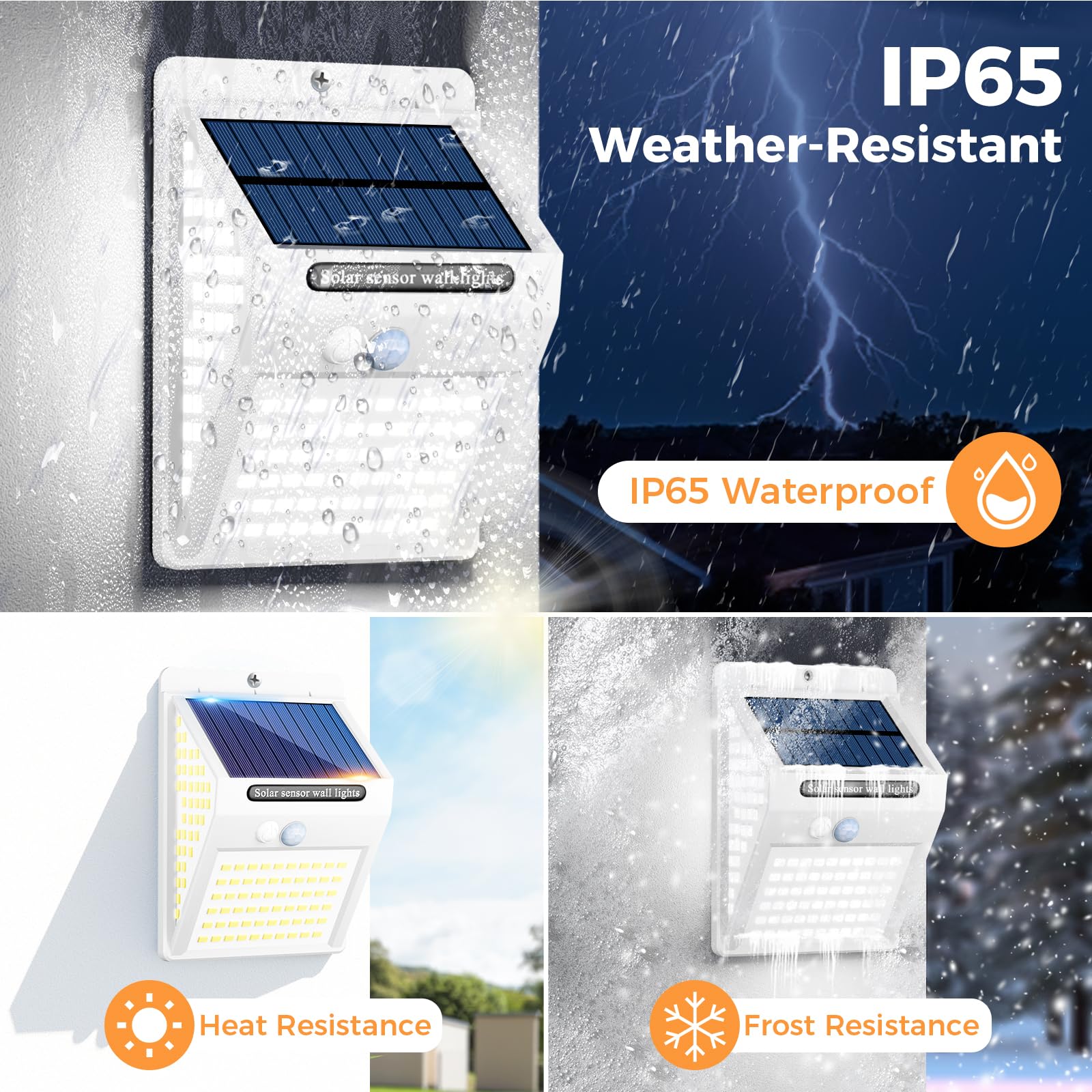 litogo [8 Pack White Frame 140LED Solar Security Lights Outdoor - Image 2