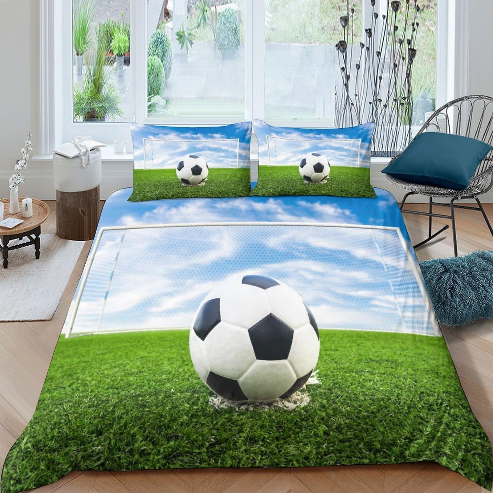 Ctjqhvkz Style-7 3D Printed Soccer Field Fitted Sheet Microfiber Soft Breathable Football Bed Cover For Bedroom Guest Room Decor Single（135X200cm）