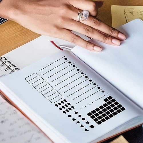 Miniatura 7 de INFUNLY Plantillas de diario de metal, forma de planificación, líneas rectas, marcador de plantilla de dibujo y pintura de acero inoxidable para