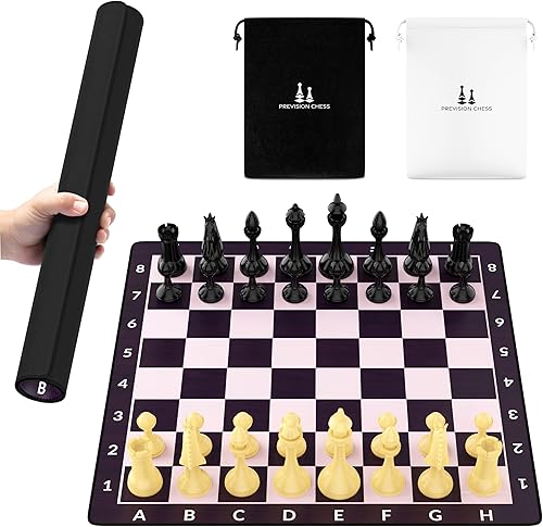 Juego de ajedrez de torneo temático de estilo eclíptico, piezas de ajedrez ponderadas, con tapete de ajedrez enrollable de 17 pulgadas, juego de
