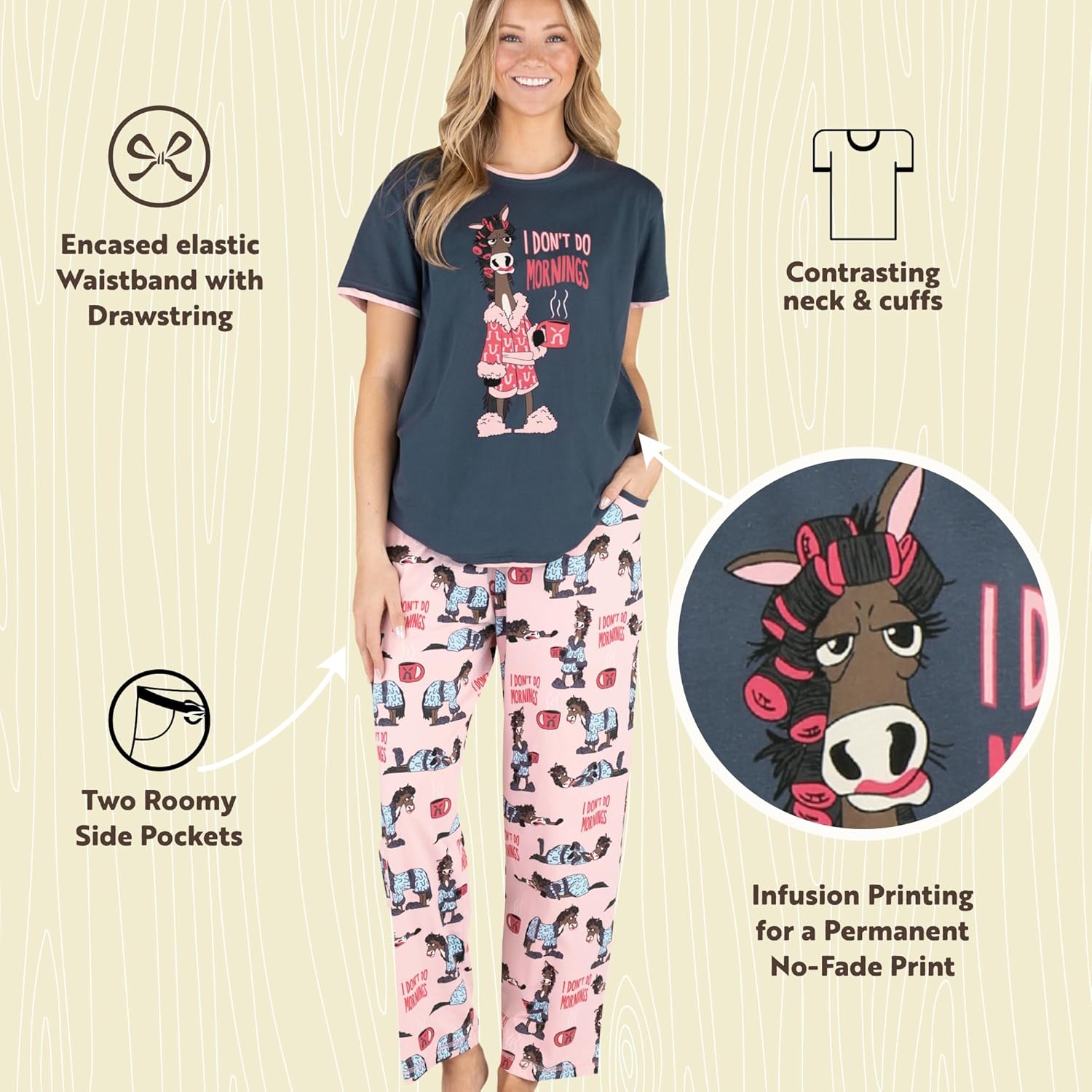 Lazy One Women's Pajama Set, Short Sleeves with Cute Prints, Relaxed Fit - Image 6