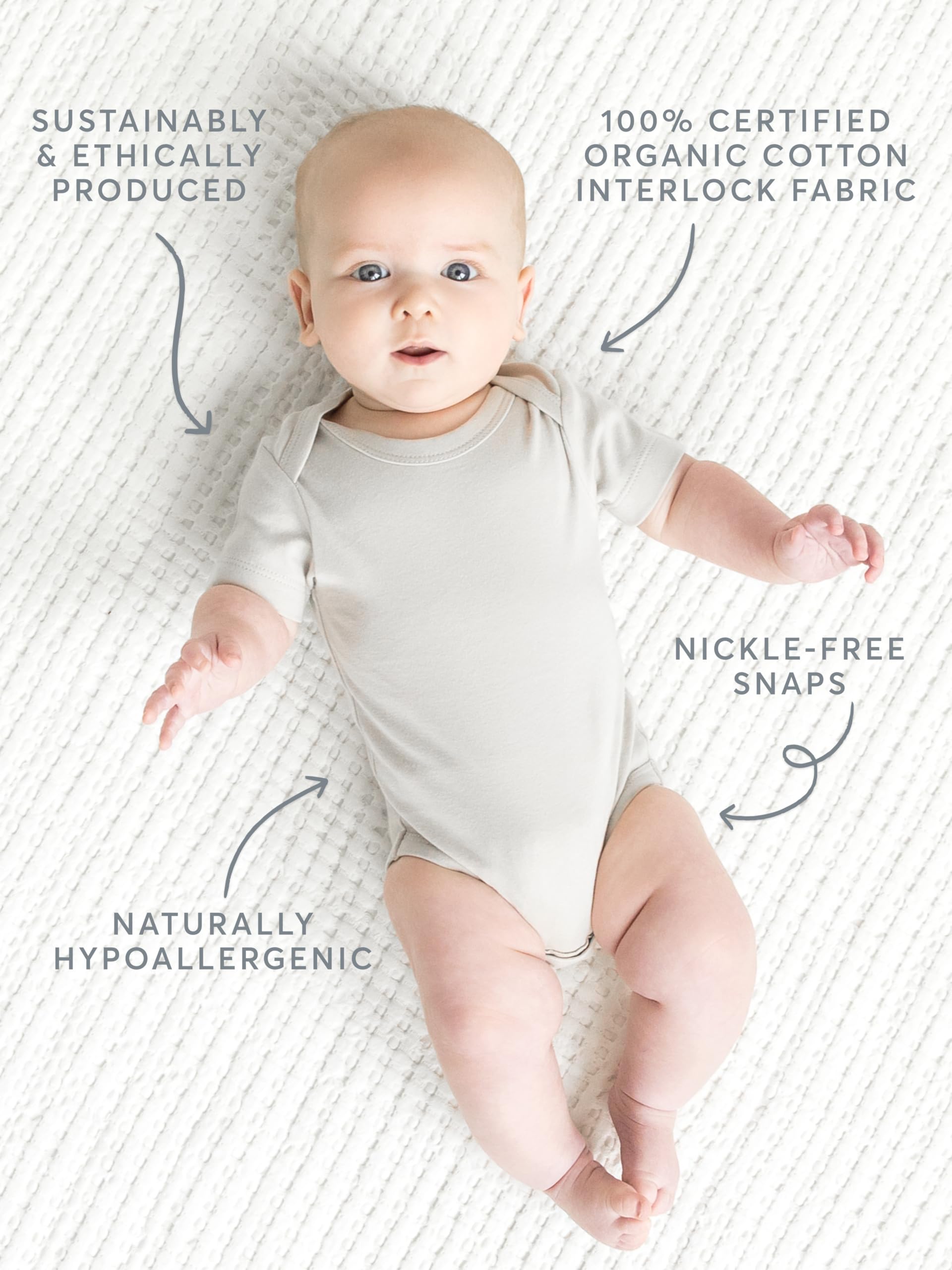 Colored Organics Unisex Baby Organic Cotton Bodysuit - Short Sleeve - Natural - Newborn 0-3M