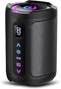 Cassa Bluetooth Portatili senza fili con luce LED, Display Digitale Intelligente+Smart EQ, Altoparlante Bluetooth Bassi Potente, Bluetooth 5.4, Speaker da Esterno per Viaggi, Sport, Feste, Ciclismo