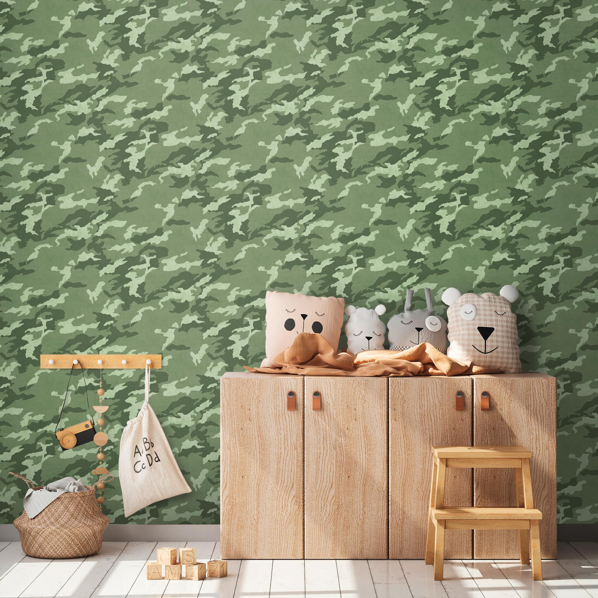 A.S. Création papier peint intissé à motif pour enfants en vert – papier peint camouflage 10,05 x 0,53 m – 771731