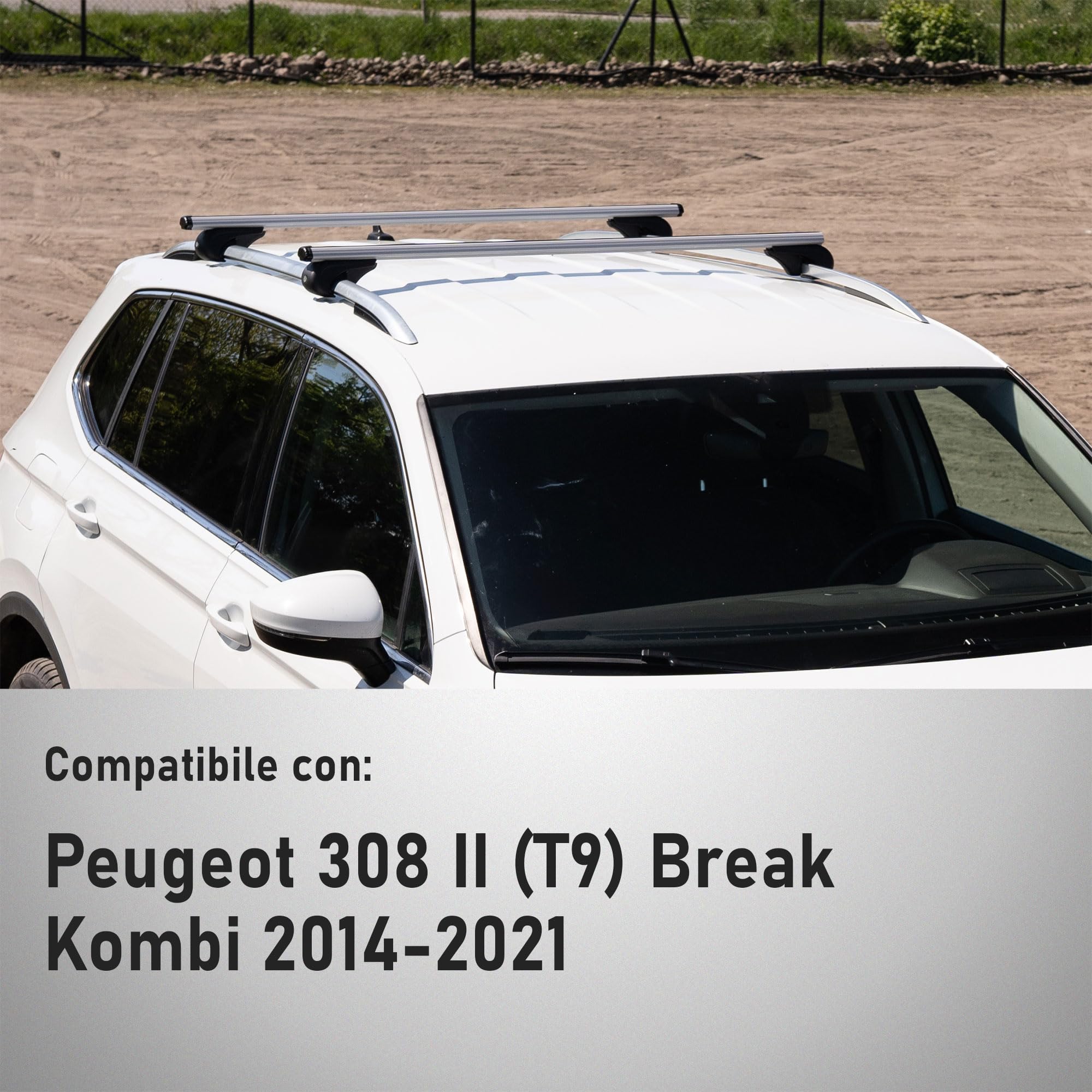 CHROMEMASTER Portapacchi da Tetto, Barre Tetto; Compatibile con Peugeot 308 Station Wagon 2014-2021; Per il Trasporto di Box da Tetto, Portabiciclette, Scala | Struttura Leggera in Alluminio