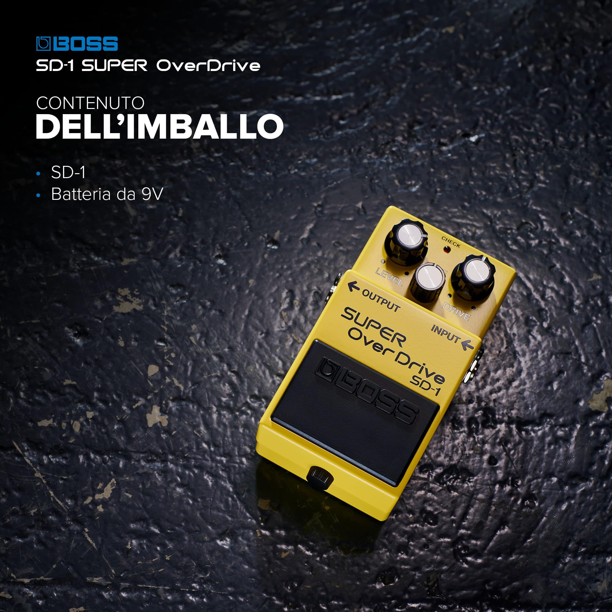 BOSS SD-1 pedale Super Overdrive, Pedale overdrive compatto, con suoni dalla saturazione, calda e morbida