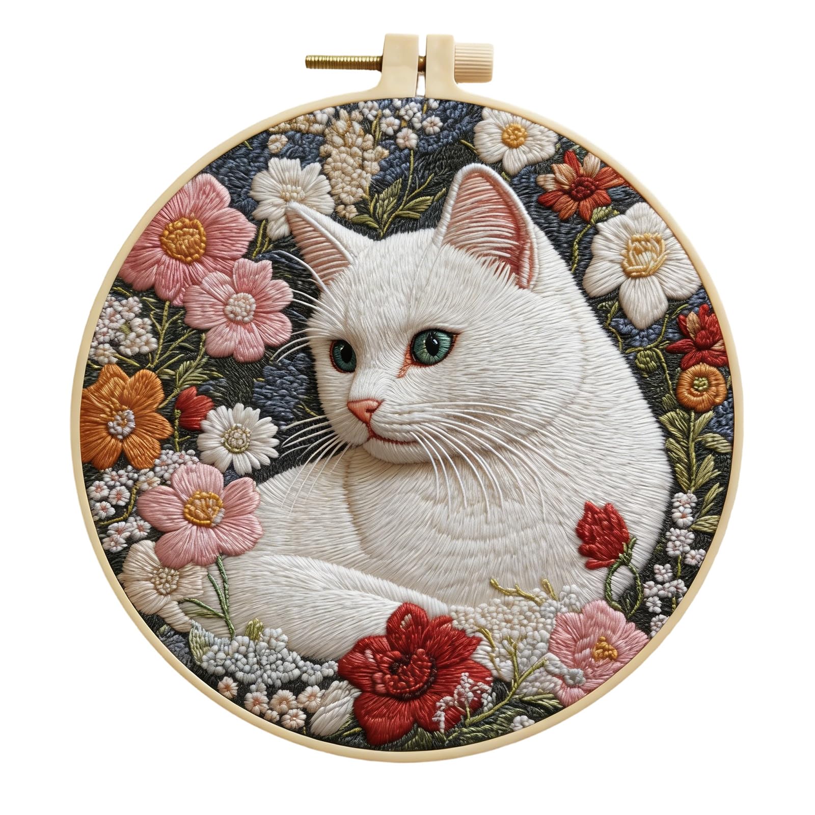 Piceioep Cats Embroidery Set with Detailed Instructions and Cotton Linen Materials for Creative Craft Home Decoration Embroidery