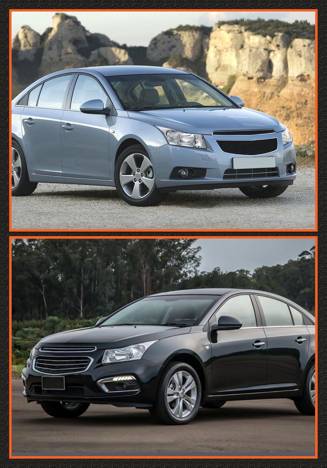 Headlight Assembly for 2011 2012 2013 2014 2015 Chevy Cruze LS/LT/LTZ, 2016 Chevrolet Cruze Limited Chrome Housing with Clear Reflector Headlamp Replacement Pair(Bulbs not included)