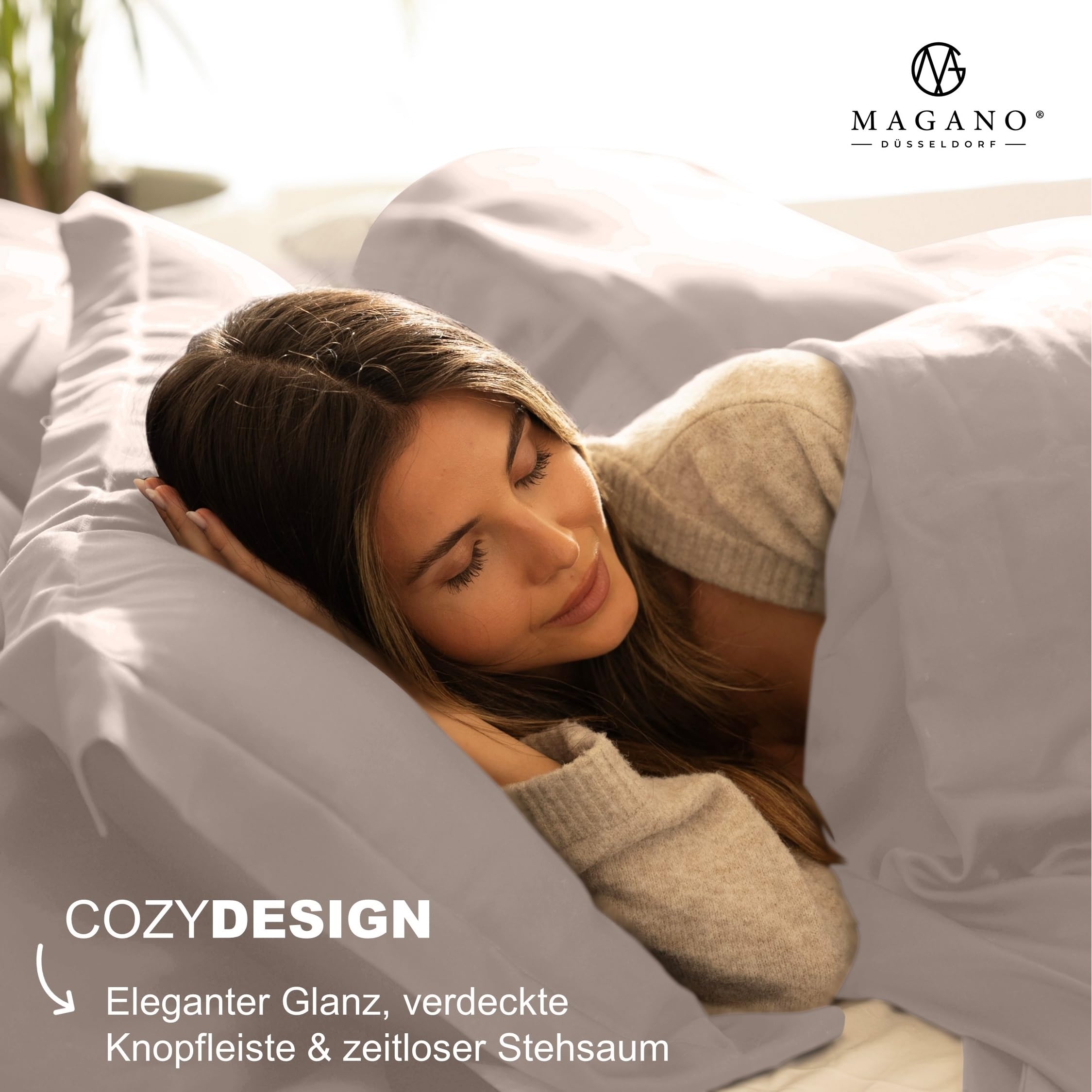 Magano® Luxus Bettwäsche-Set - Bambus & Baumwolle Satin - 400 TC Premiumqualität (Taupe, 135x200 cm + 80x80cm)