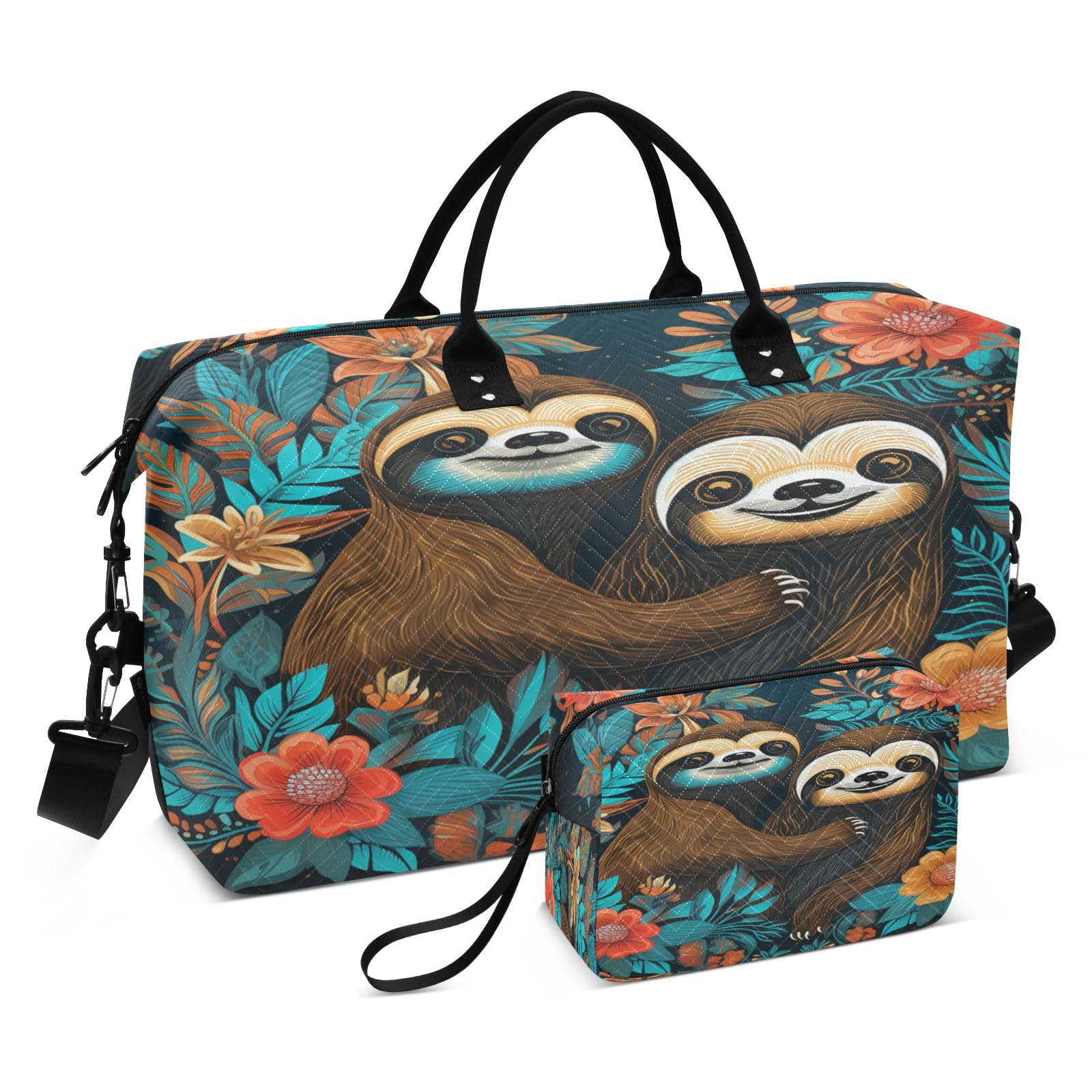 Cute Watercolor Art Sloths Sports Swim Gym Bag Weekender Duffel Travel Bags Handbag with Makeup Storage Bag for Girls Men