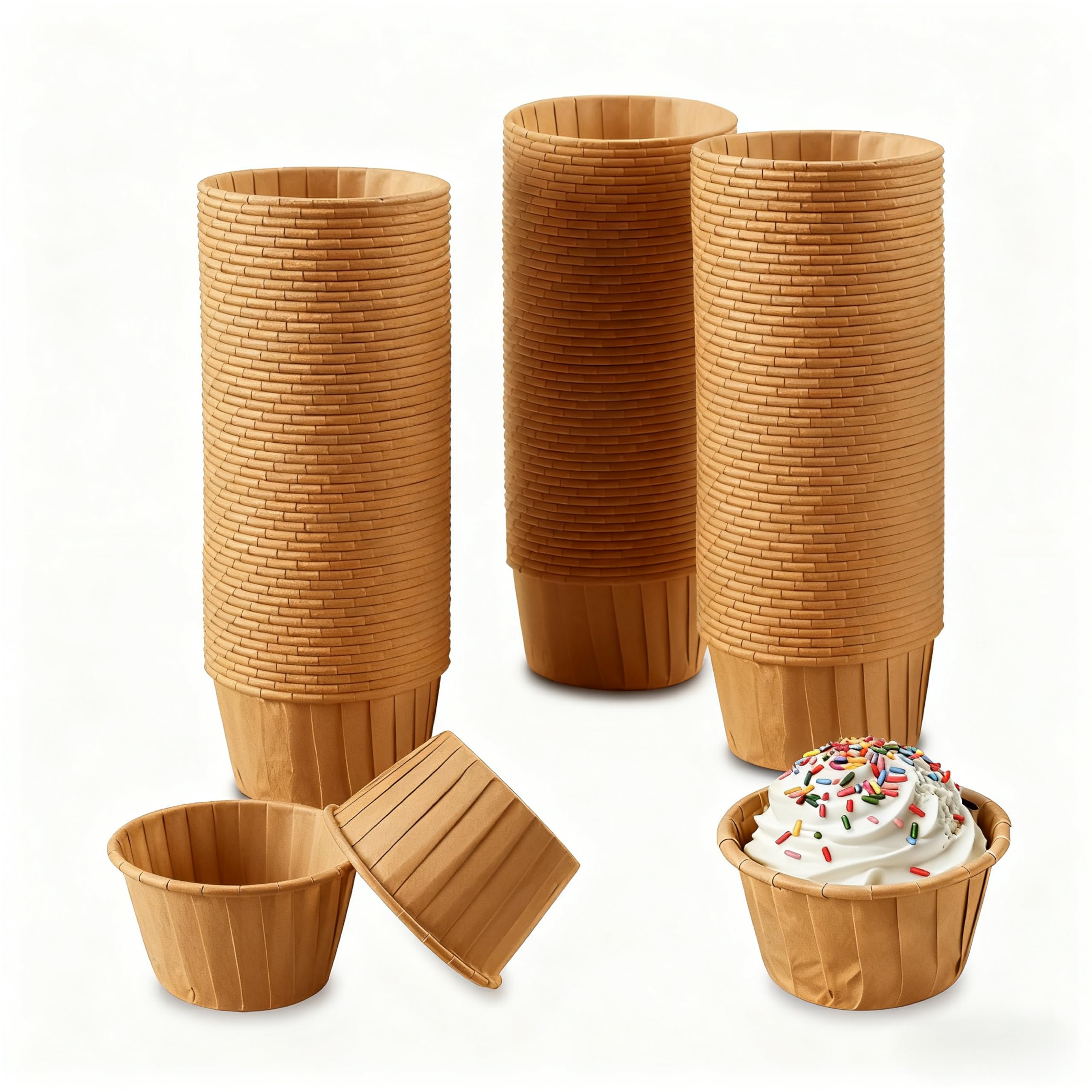 150 Pièces Caissettes Cupcake, moldes de papel para muffins, Moule Cupcake, Moules à Cupcakes, Caissette Muffins Papier pour bodas, Halloween, cumpleaños y fiestas navideñas (marrón)