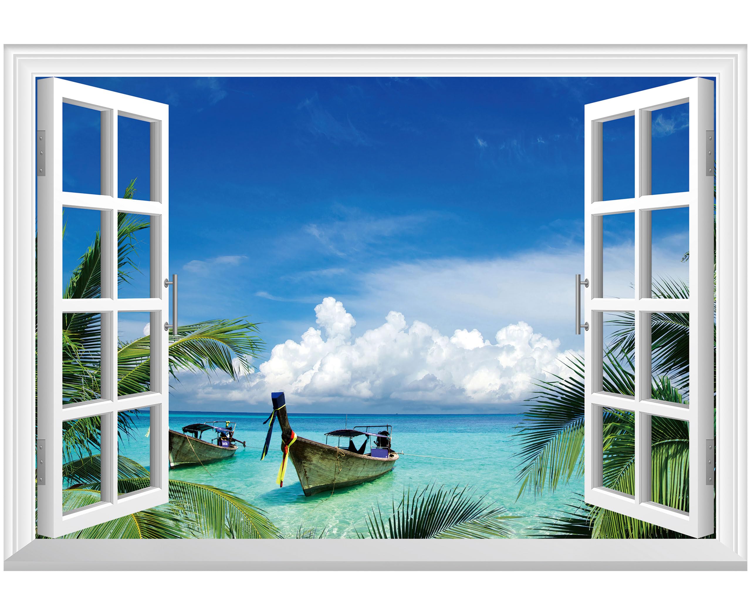 FLFK Fake Window Wall Sticker - Landscape Faux Window Wall Mural for Wall Decor, Stick and Peel Wall Decals,48"x32",Set of 2 Sheets — view 16